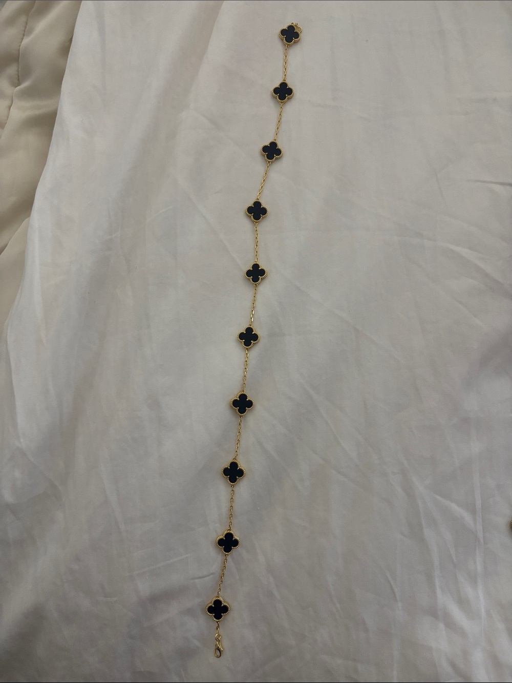 Gold Chain Neckalce with Black Clover Motifs - Women Jewelry